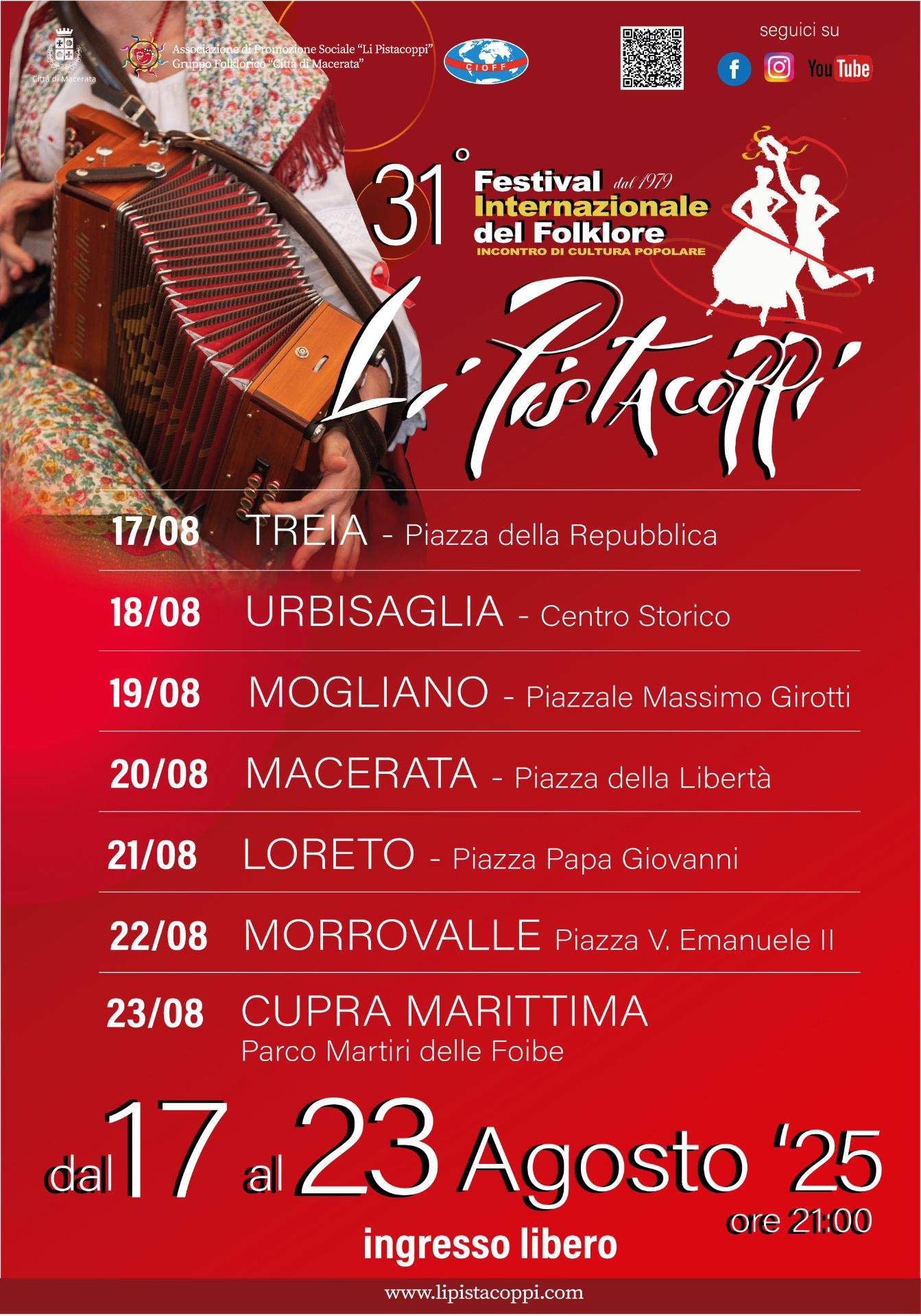 Locandina Festival del folklore 2025 - Li Pistacoppi